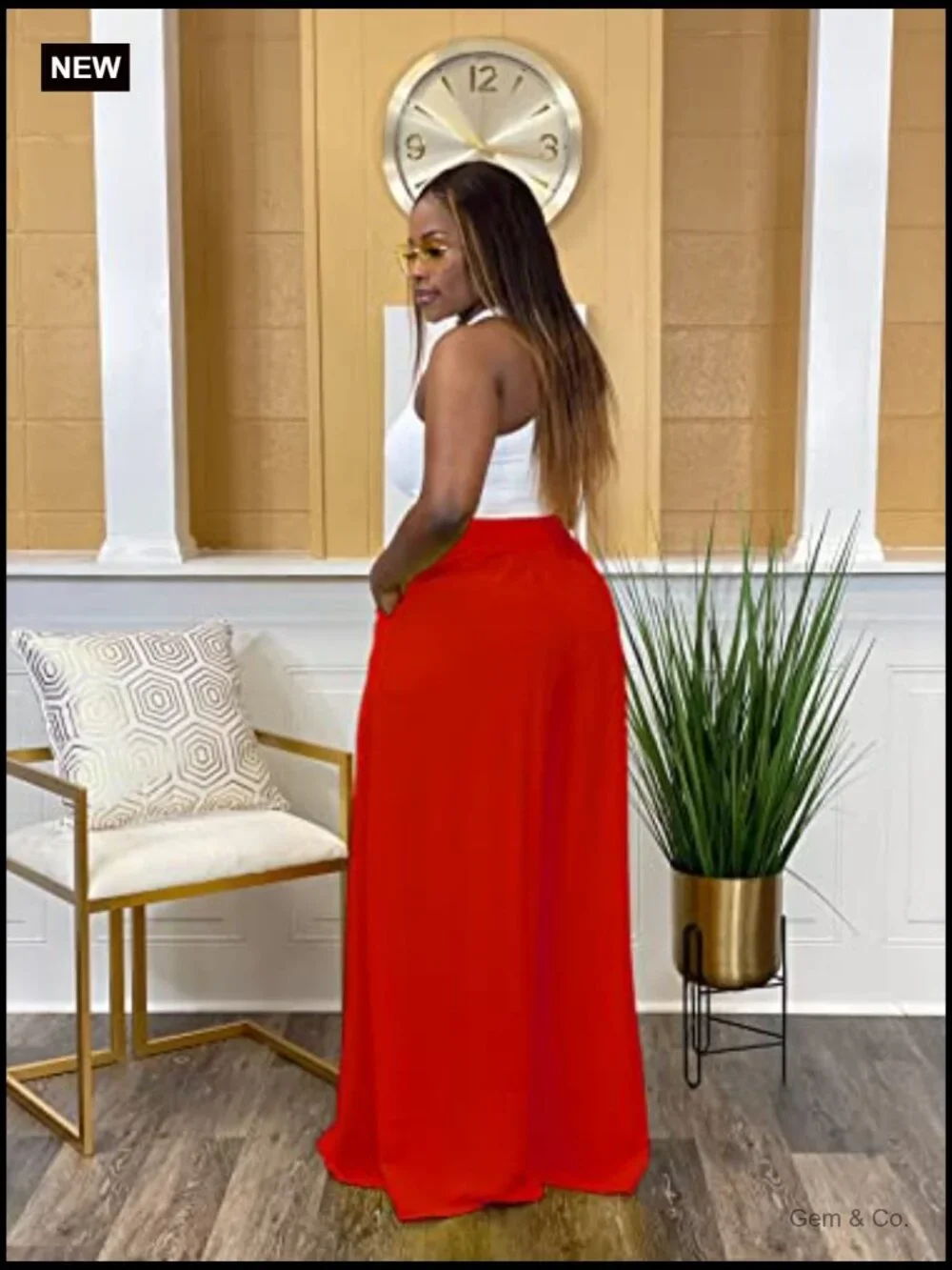 High Waisted Wide Leg Palazzo Pants with Pockets Plus Size - Picture 5 of 7